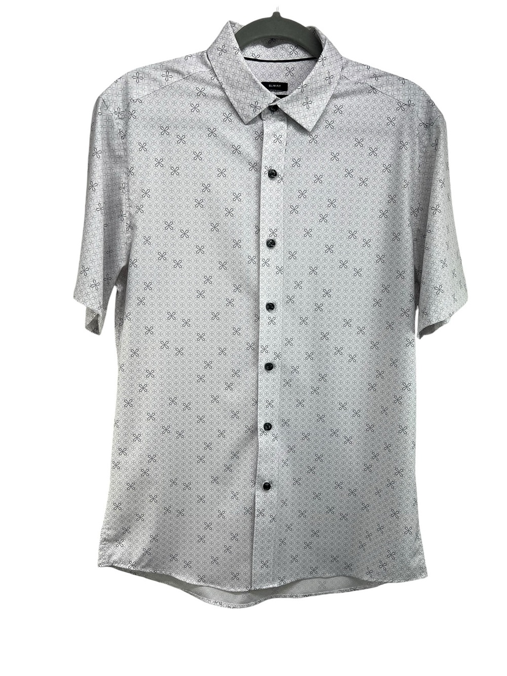 Awearness Kenneth Cole ChillFlex Slim Fit Short Sleeve Button Up Shirt Mens Med